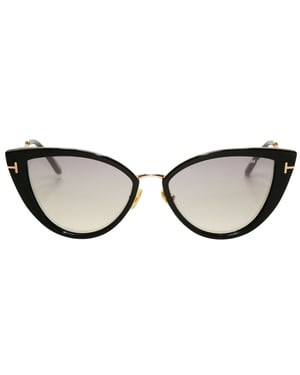 Tom Ford Anjelica-02 Smoke Mirror Lens Glanzend zwarte zonnebril