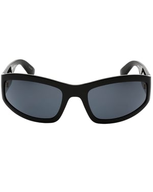Moschino grijze lens gewaagd logo zwarte zonnebril