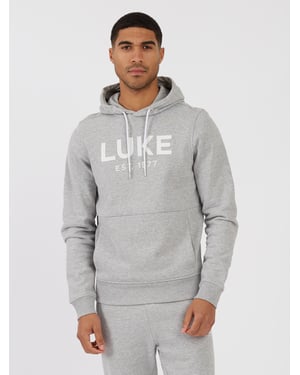 Luke 1977 Men's Grand Soft Cotton Relaxed Fit Overhead Hoodie in Grey