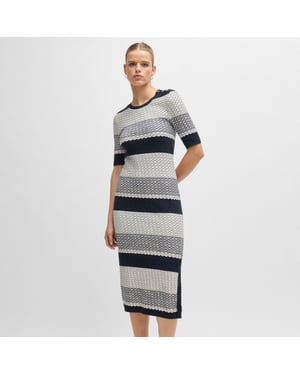 Women's Boss Etanah Structured-Stripe Dress in Tortoiseshell