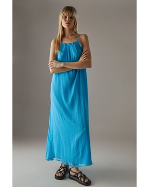 Marble Dobby Chiffon Halter Ruffle Maxi Dress
