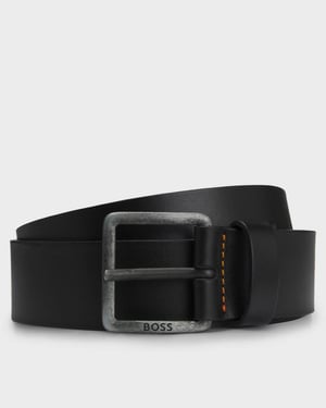 BOSS Orange Jeeko Mens Leather Belt with Logo Buckle NOS