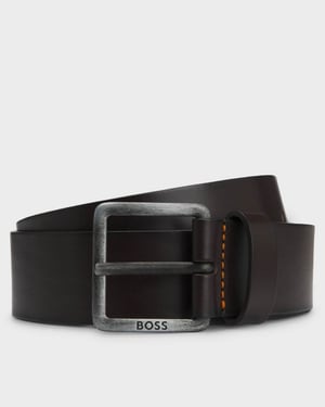 BOSS Orange Jeeko Mens Leather Belt with Logo Buckle NOS