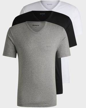 BOSS Orange 3-Pack Mens V-Neck Underwear T-Shirts in Cotton Jersey
