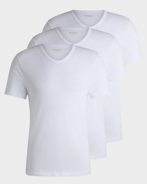BOSS Orange 3-Pack Mens V-Neck Underwear T-Shirts in Cotton Jersey