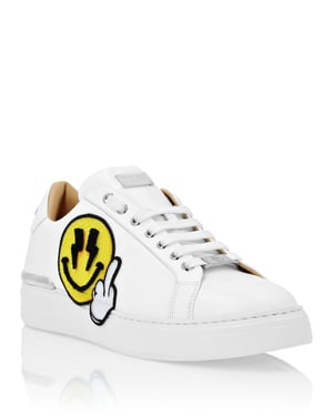 Leather Lo-Top Sneakers Strass Smile