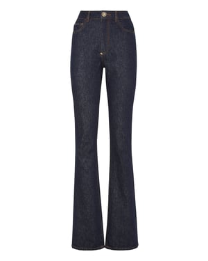 Jeans med utsvängd passform och dödskalle
