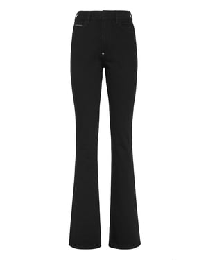 Jeans med utsvängd passform och dödskalle