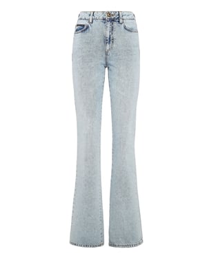 Jeans med utsvängd passform och dödskalle