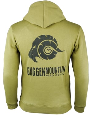 Heren Wandelhoodie Fleece Hoodie Outdoor met Logo Olijfgroen