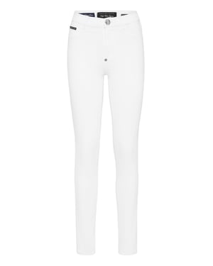 Denim jeggings med hög midja och logotyp
