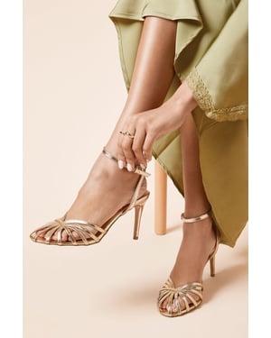 Davey Faux Leather Caged Front High Heel Stiletto Court Shoes