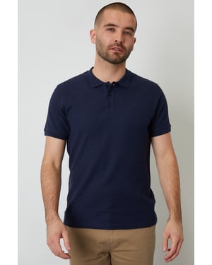Navy Cotton Pique Short Sleeve Polo Shirt