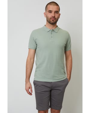 Pale Green Cotton Pique Short Sleeve Polo Shirt