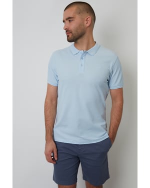 Light Blue Cotton Pique Short Sleeve Polo Shirt