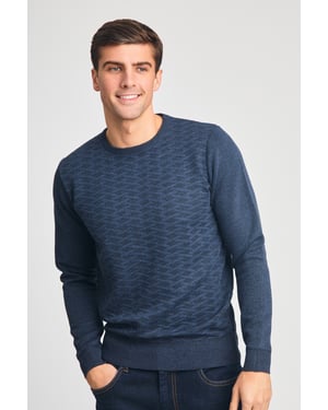 Teal Textured Knit Crew Neck Jumper