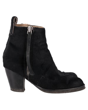 Acne Studios Zipped Ankle Boots in Black Pony Hair