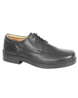 MILTON Mens Leather Tramline Gibson Shoes Black