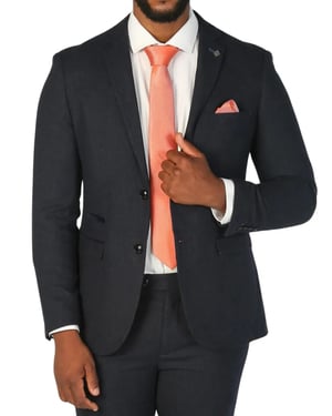 Marineblauwe formele blazer van wolmix tweed voor heren