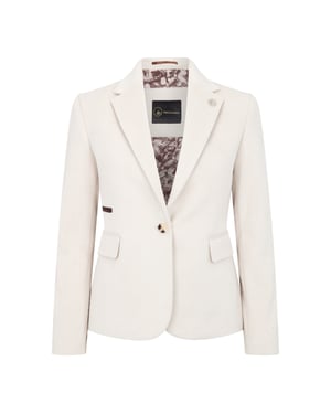 Kvinnors grädde skräddarsydd passform ullblandning Tweed Blazer
