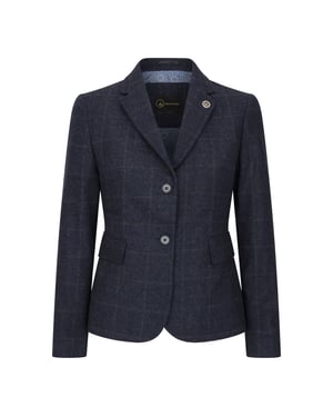 Marineblauwe, getailleerde tweed formele blazer voor dames