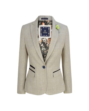 Kvinnors Tweed Herringbone Cream Jacka Peaky Blinders