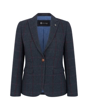 Women's Navy Tweed Tailored Fit Formal Blazer