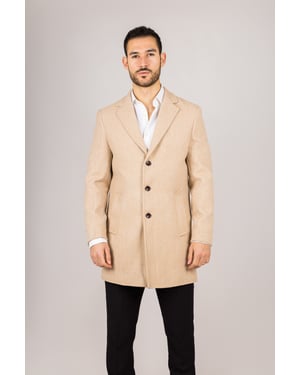 Herenjas met reverskraag en beige wolmix