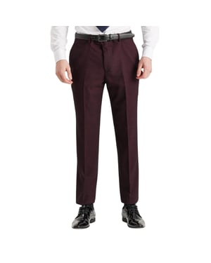 Men's Wine Suit Trouser Prince Of Wales Formal Trouser
