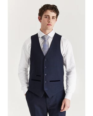 Men's Navy Suit Waistcoat Prince Of Wales Formal Waistcoat