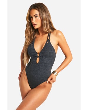 Tummy Control Textured O-ring Swimsuit