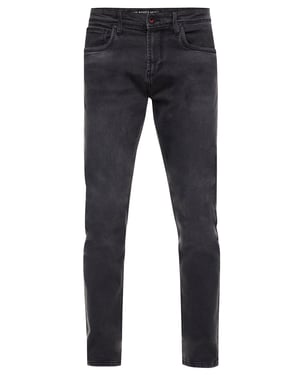 Antracietkleurige used jeansbroek "MELVIN" slim fit katoen-stretch