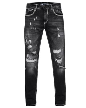Jeansbroek "MINO" slim fit stretch destroyed broek