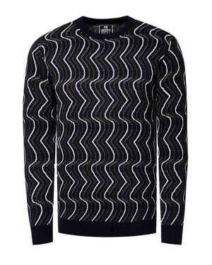 80s Design Fijn Gebreide Trui Met Ronde Hals