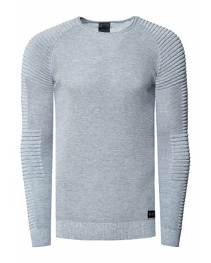 Slim fit fijngebreide biker trui met ronde hals