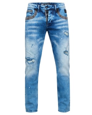 Jeansbroek "YOKOTE" rechte pasvorm stone-washed