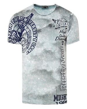 Acid washed T-shirt met prints