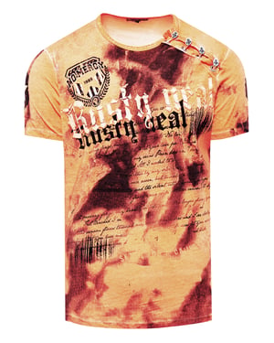 T-shirt met logo-print en knoopsluiting
