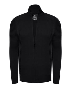Fijne gebreide jas in biker-stijl met slim fit pasvorm