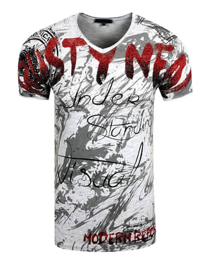T-shirt met V-hals in strassontwerp