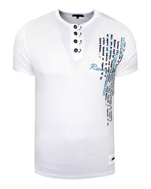 Olie-gewassen T-shirt met knoopsluiting