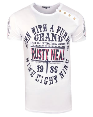 T-shirt met ronde hals, knoopsluiting en voorbedrukte voorkant