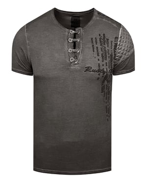 Olie-gewassen T-shirt met knoopsluiting