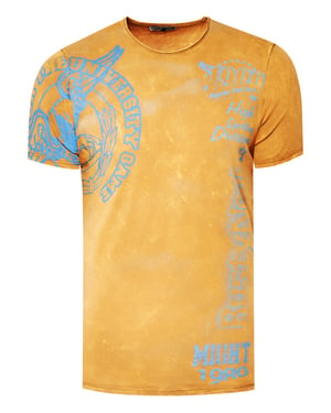 Acid washed T-shirt met prints