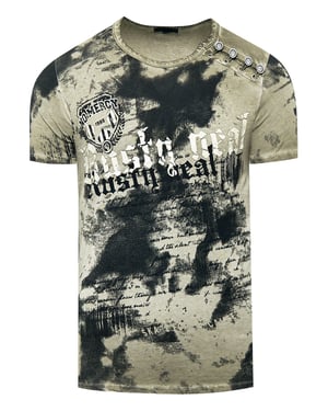 T-shirt met logo-print en knoopsluiting