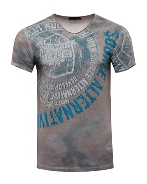 T-shirt met V-hals en strasssteentjes Trimmed