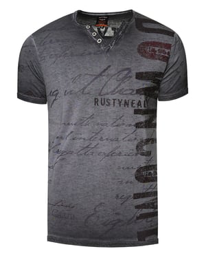 T-shirt met V-hals en logo-print aan de zijkant
