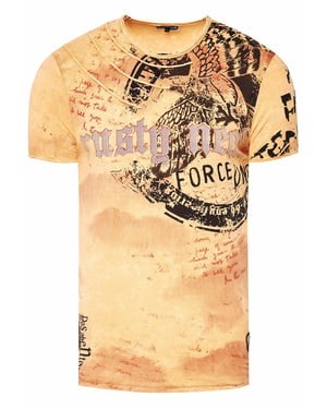 gewassen T-shirt met adelaarprint