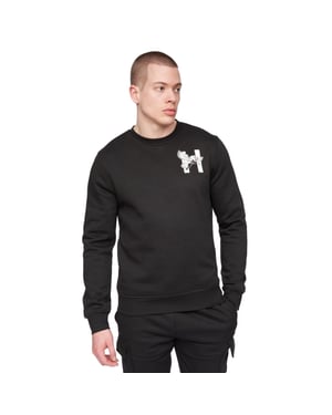 Henleys Heren Moorehen Sweatshirt met ronde hals (Zwart)