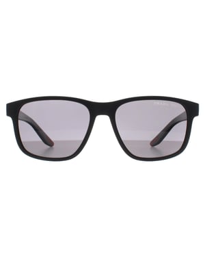 Prada Sport Rectangle Mens Black Rubber Dark Grey Polarized PS06YS